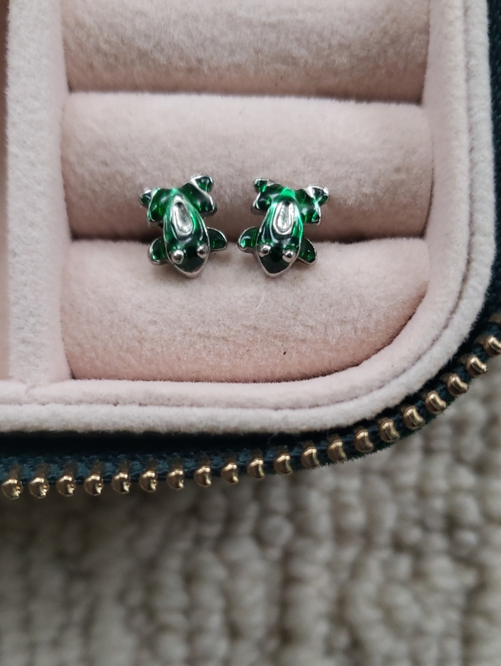 Green Frog Stud Earrings